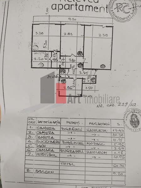 Str. Baciului vanzare apartament decomandat 3 camere cu centrala